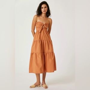 Anthropologie Strapless Tie-Front Midi Dress